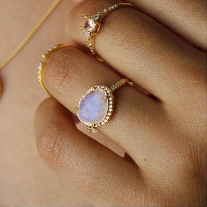 Vivian Grace Jewelry Ring ‘Skye’ Halo Moonstone Ring