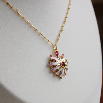 The Guilded Pink and White Enamel Heart Pendant