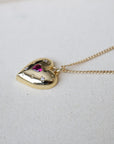 Pink Crystal Puffy Heart Pendant Necklace
