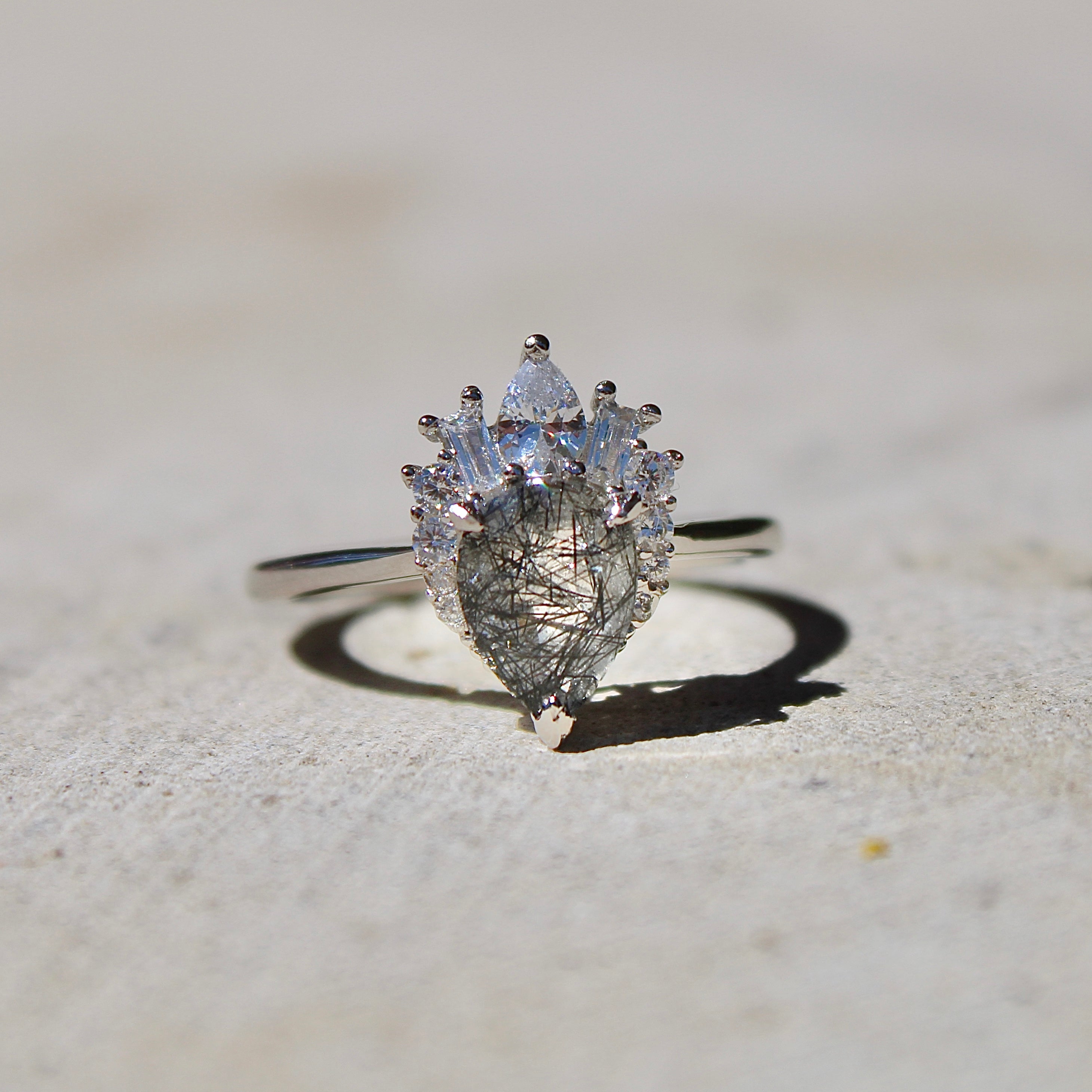 Vivian Grace Black Rutilated Quartz Ring- Sterling Silver