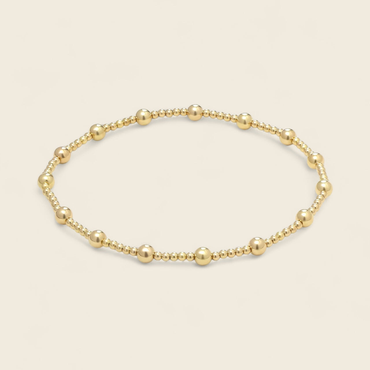 Vivian Grace Bracelet 14k Gold Filled Beaded Stretch Bracelet – 2mm + 4mm
