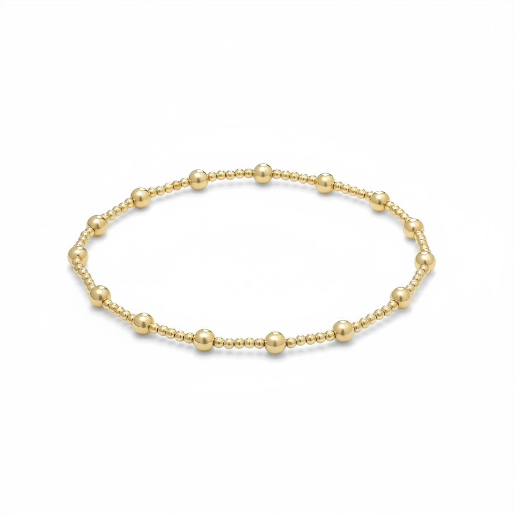 Vivian Grace Bracelet 14k Gold Filled Beaded Stretch Bracelet – 2mm + 4mm