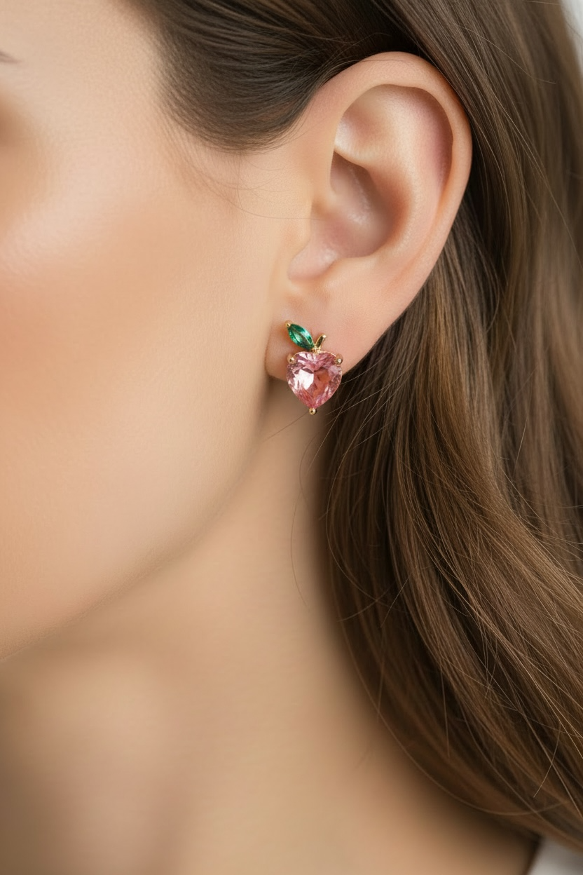 Vivian Grace Earrings Apple Heart Stud Earrings