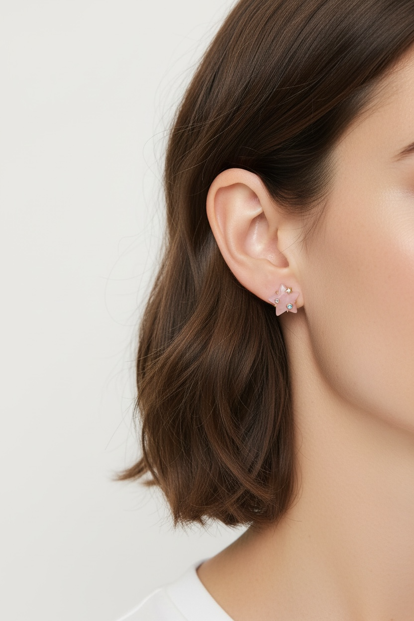 Vivian Grace Earrings Celestial Rose Quartz Stud Earrings