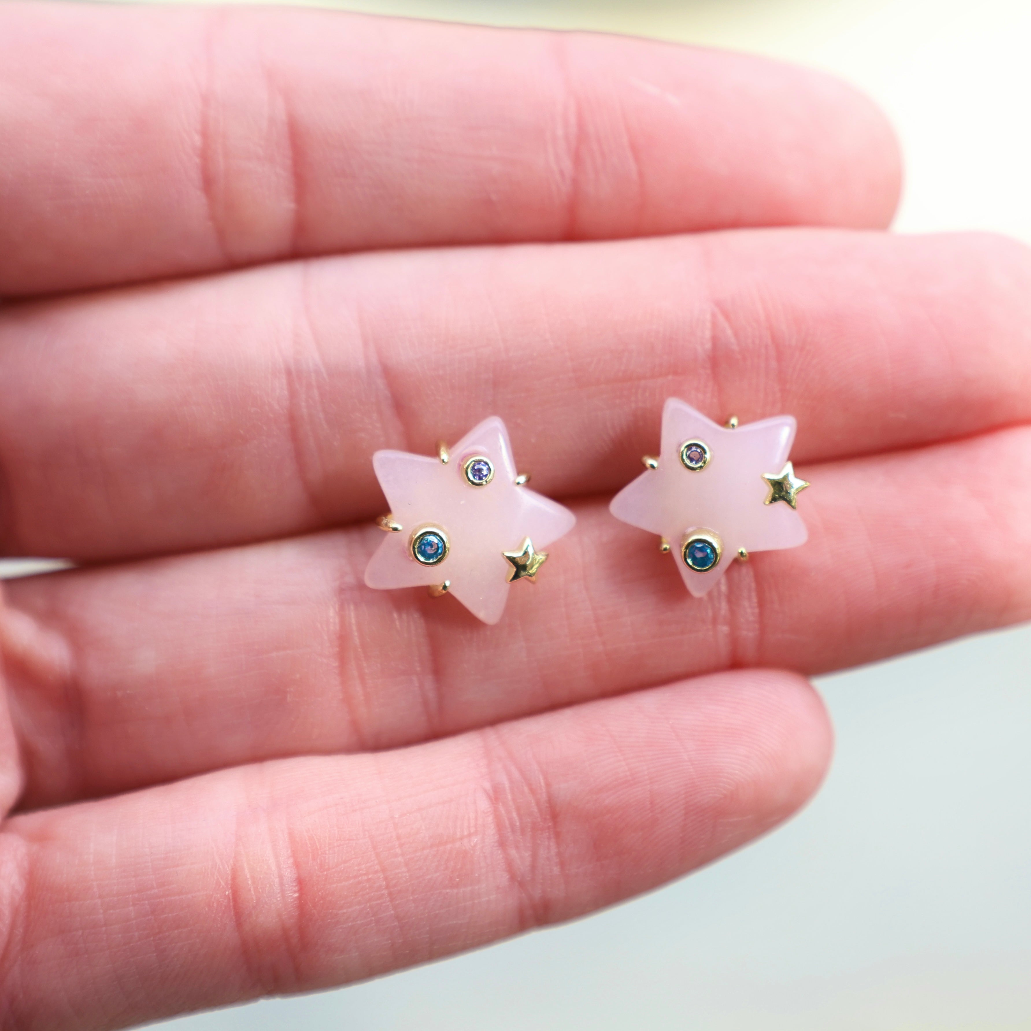 Vivian Grace Earrings Celestial Rose Quartz Stud Earrings