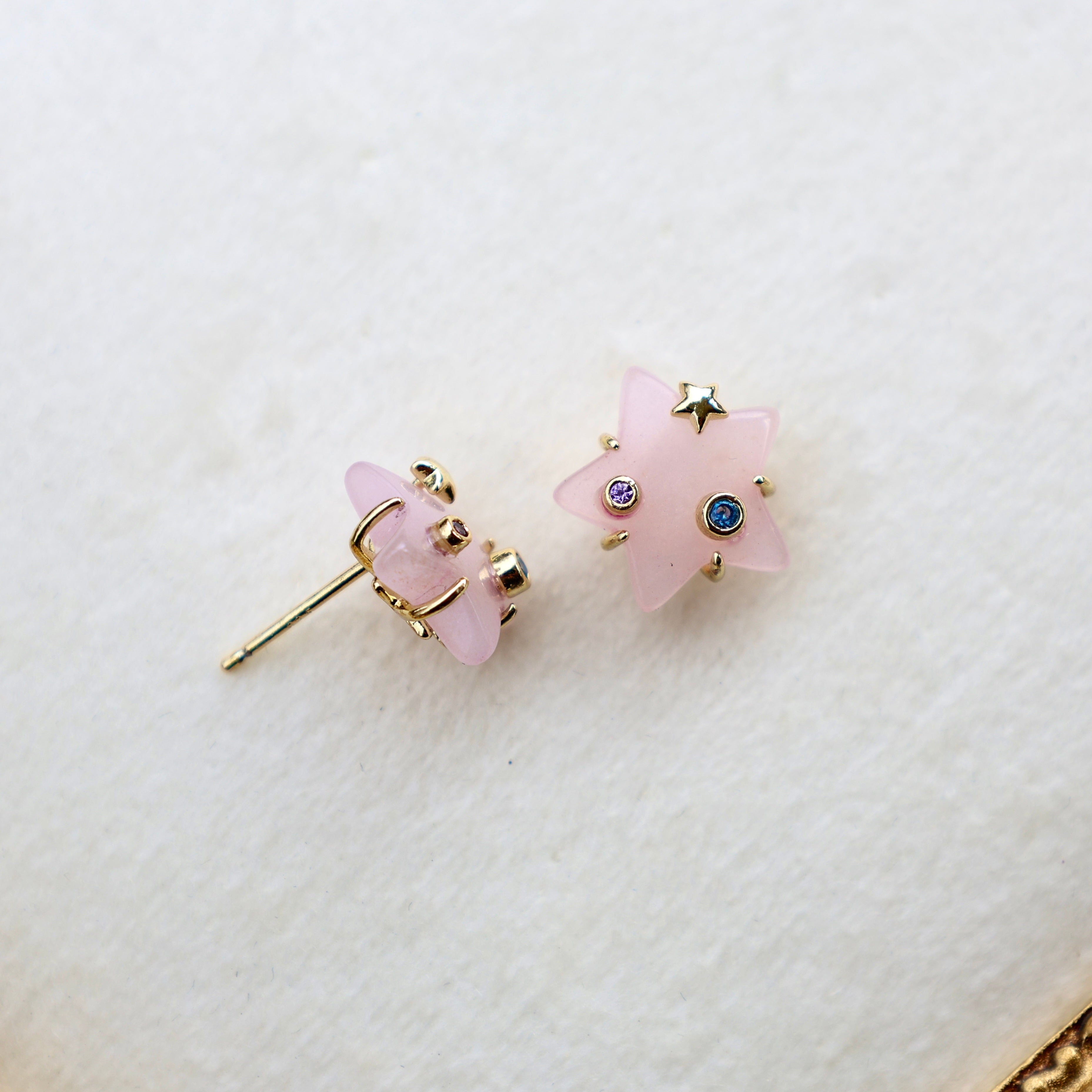 Vivian Grace Earrings Celestial Rose Quartz Stud Earrings