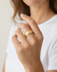 Vivian Grace Floral Carved 14k Gold Filled Cigar Band- 6.4mm