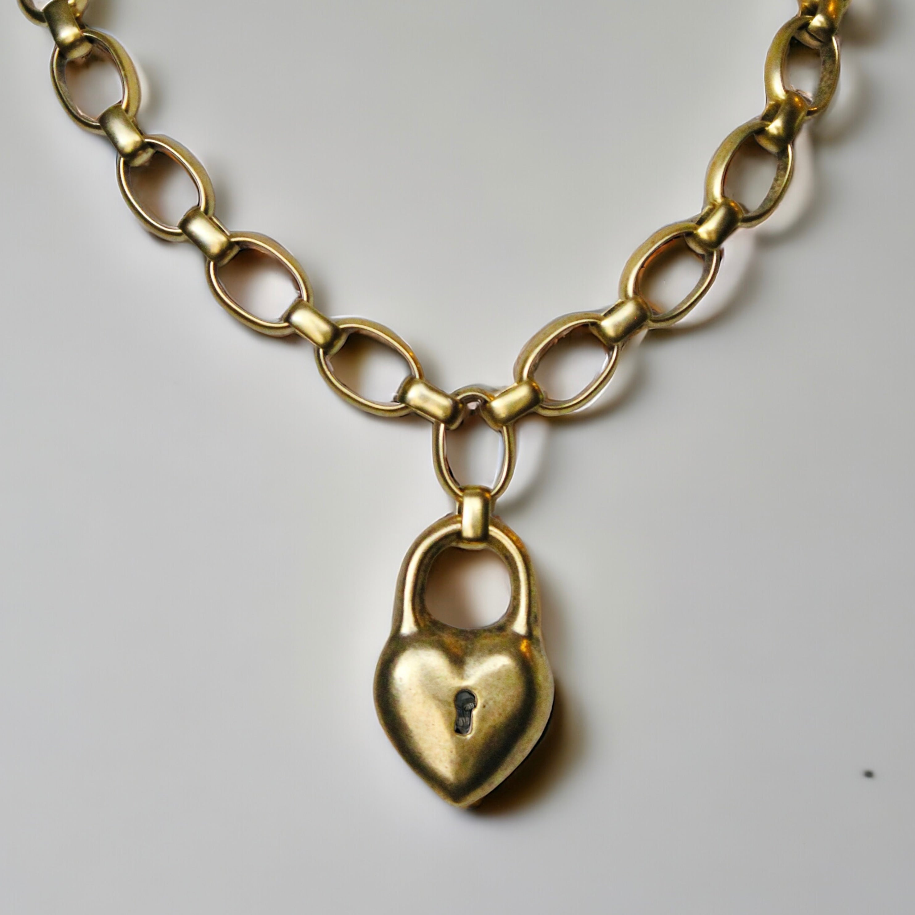Vivian Grace Gold Antiqued Gold Chunky Puff Heart Necklace