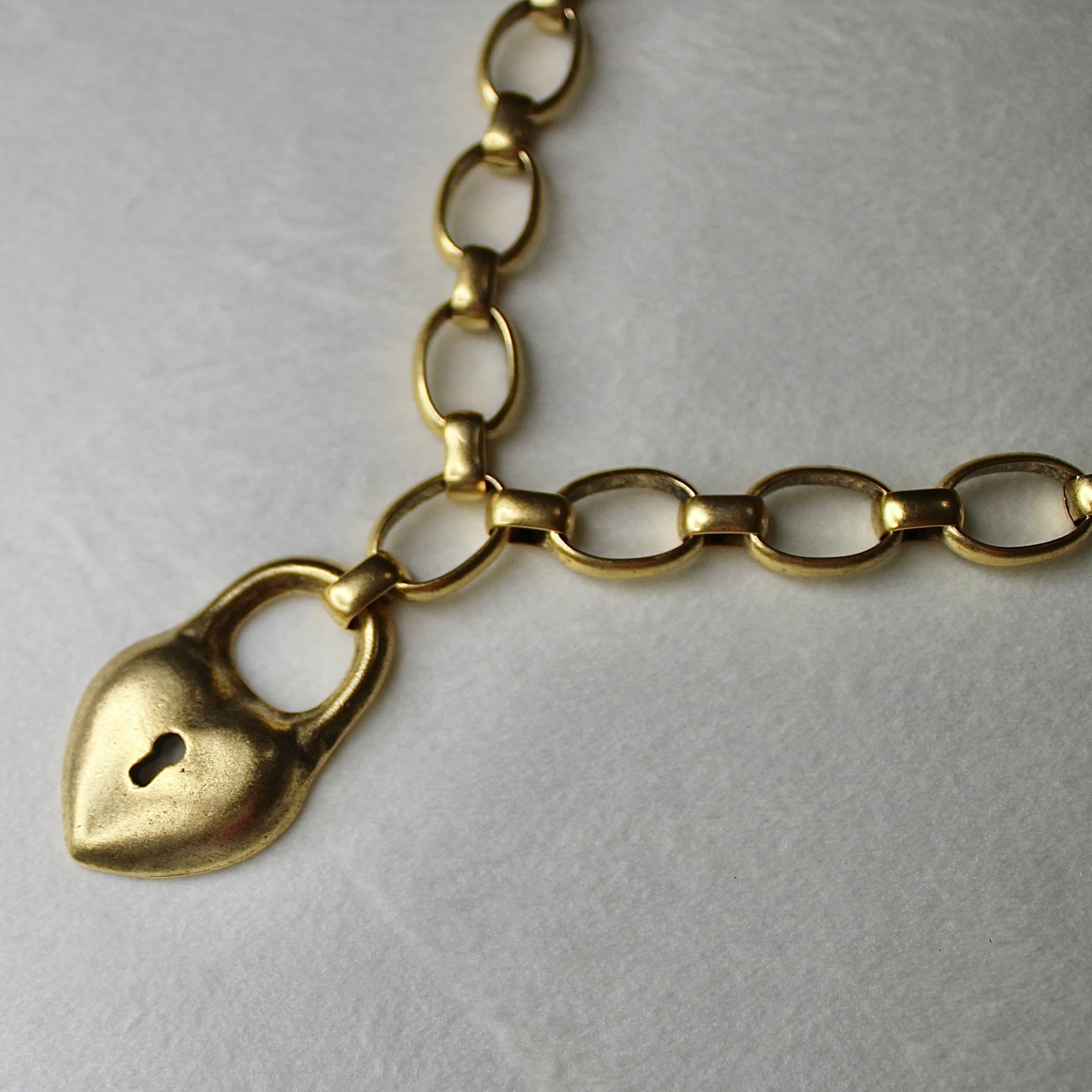 Vivian Grace Gold Antiqued Gold Chunky Puff Heart Necklace