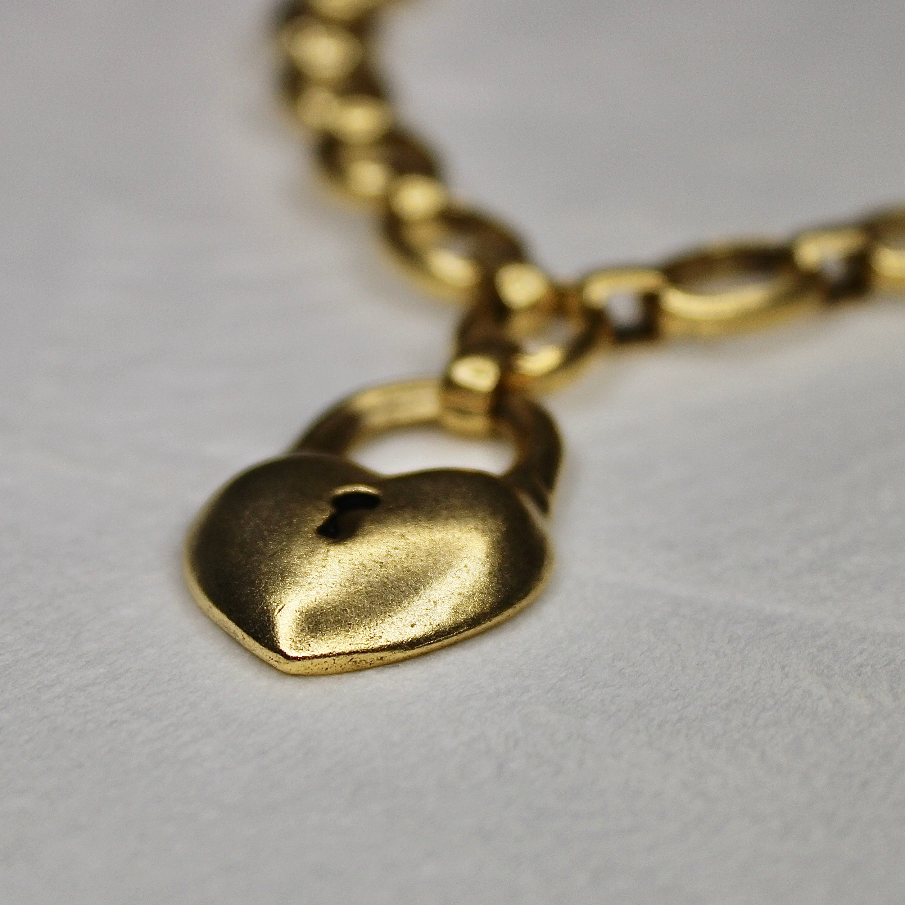 Vivian Grace Gold Antiqued Gold Chunky Puff Heart Necklace