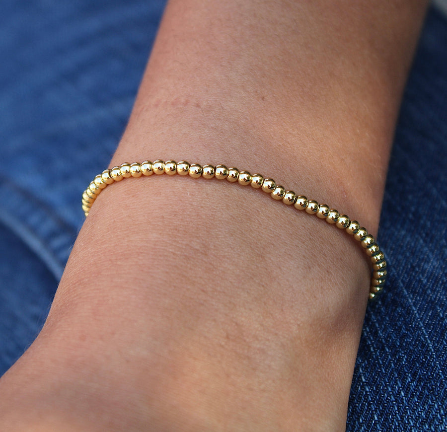 Vivian Grace Jewelry Bracelet 2.5mm Gold Bead Bracelet - 14k Gold Filled