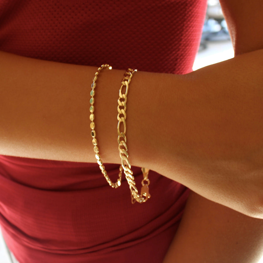Vivian Grace Jewelry Bracelet 7.5” inches 5mm Gold Filled Figaro Chain Bracelet