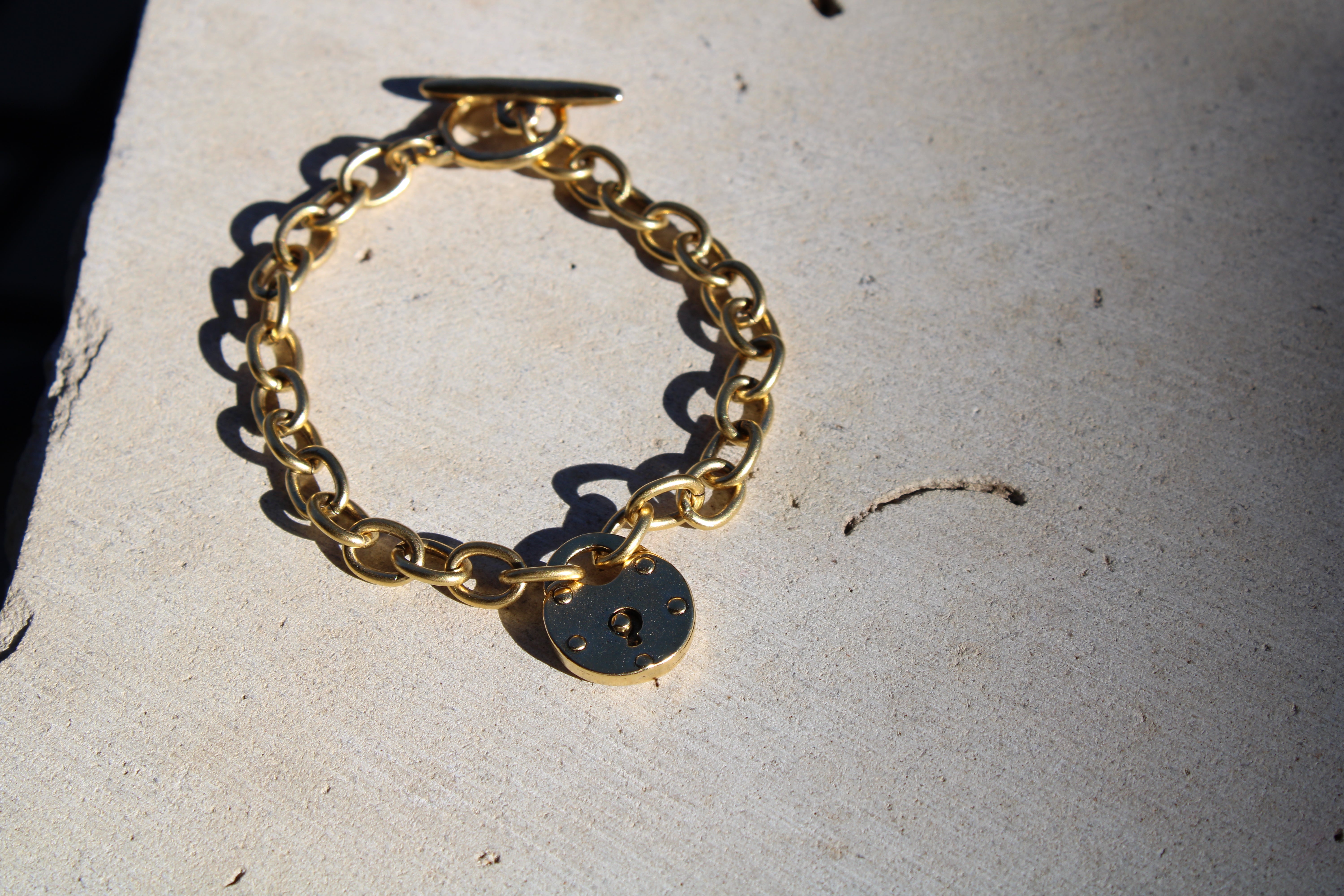 Vivian Grace Jewelry Bracelet Antiqued Gold Lock Bracelet