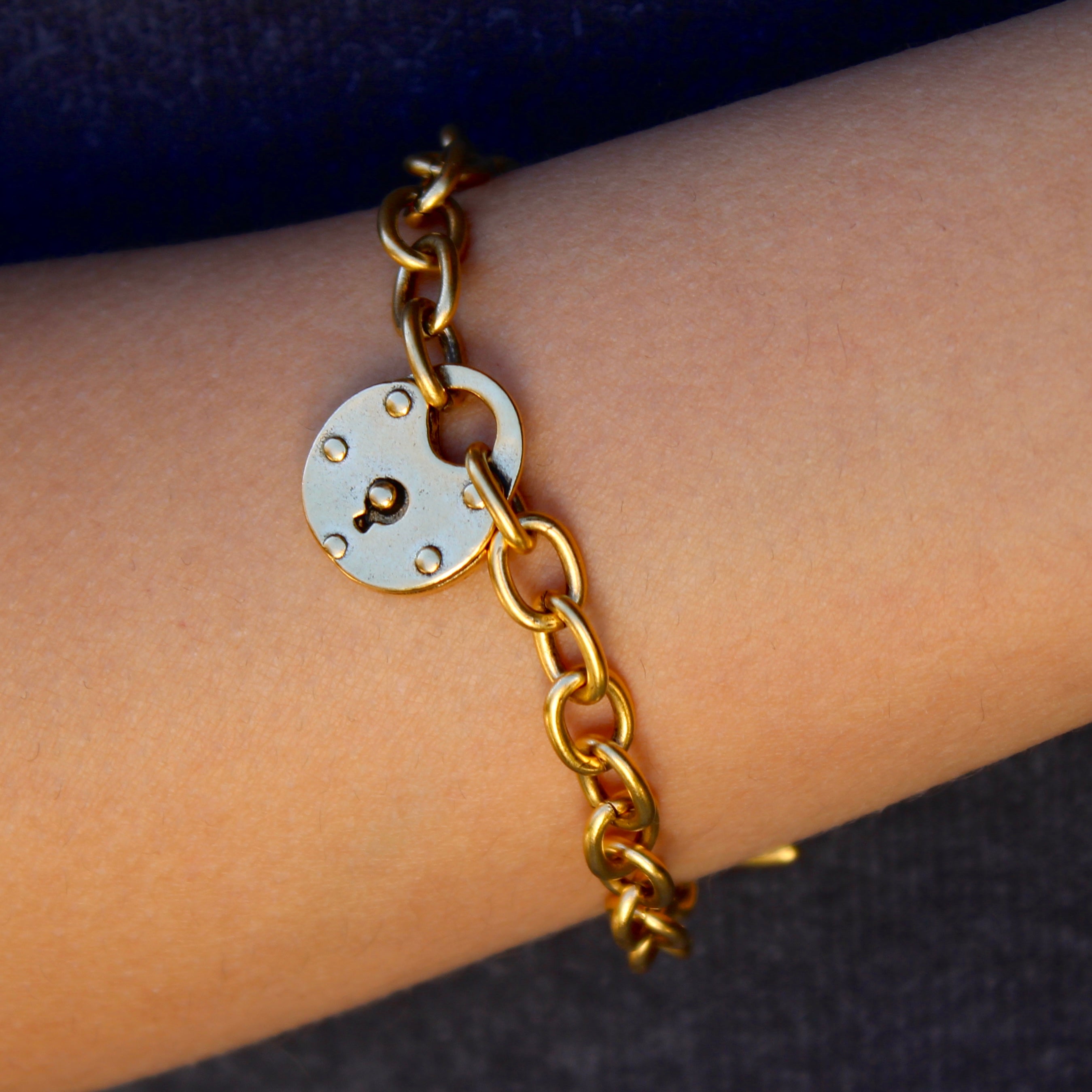 Vivian Grace Jewelry Bracelet Antiqued Gold Lock Bracelet