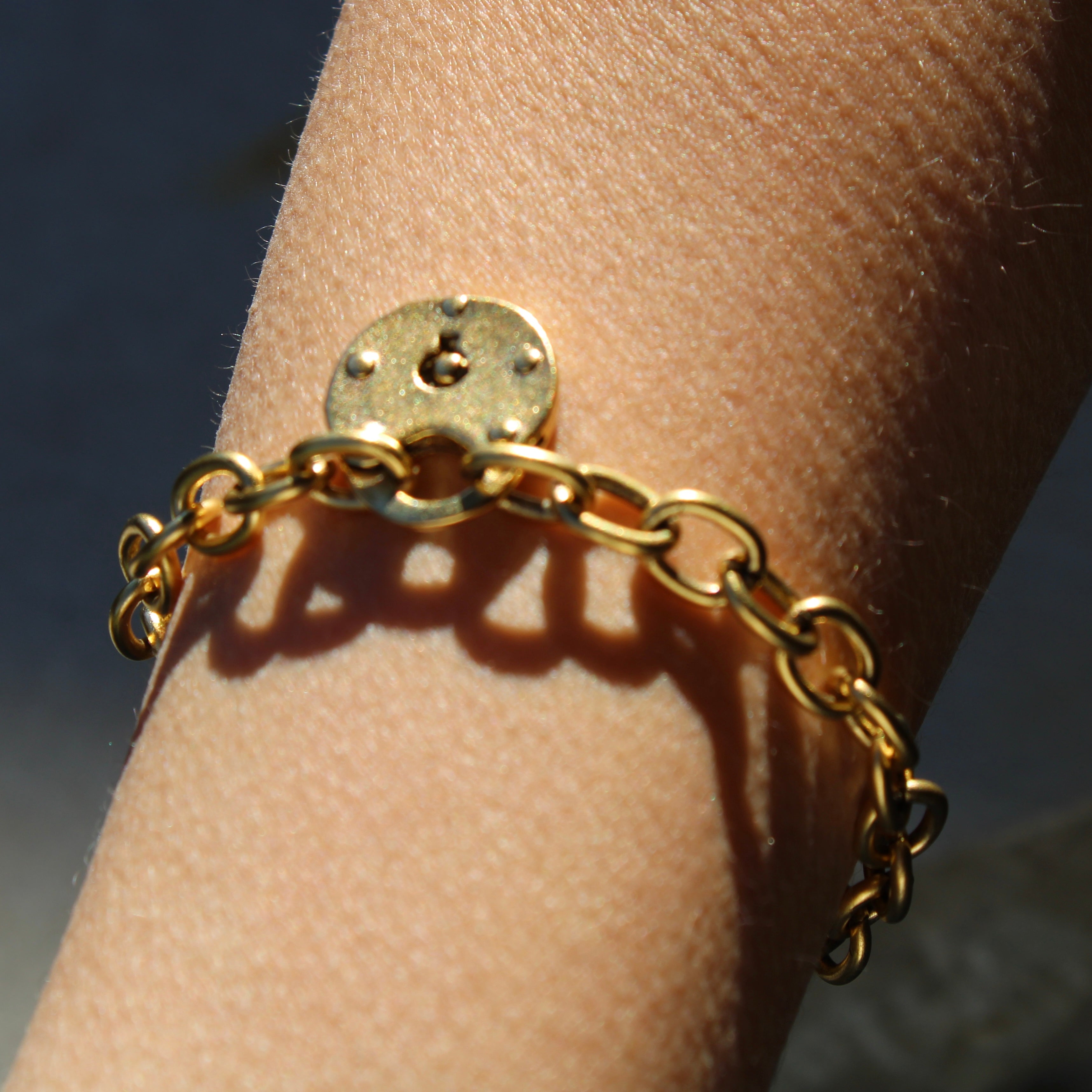 Vivian Grace Jewelry Bracelet Antiqued Gold Lock Bracelet