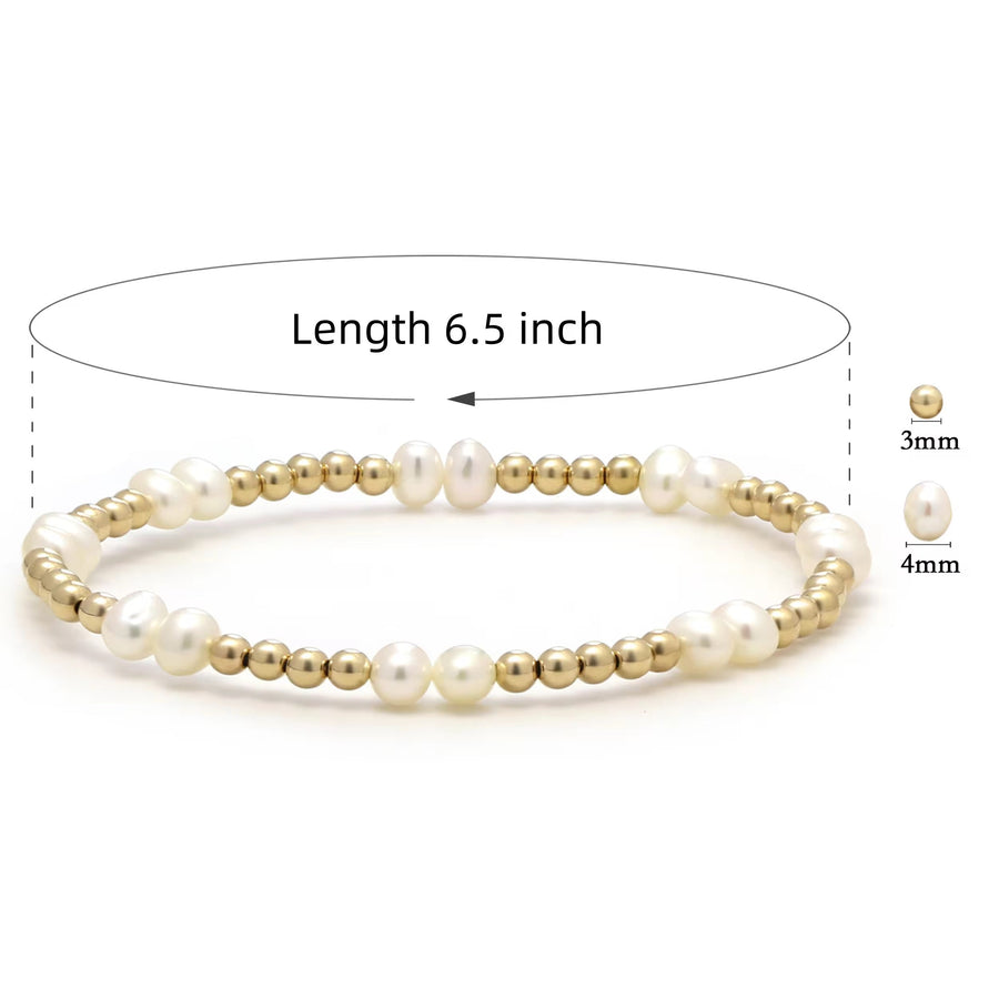 Vivian Grace Jewelry Bracelet Freshwater Pearl and 14k Gold Filled Bead Bracelet - 6.5”
