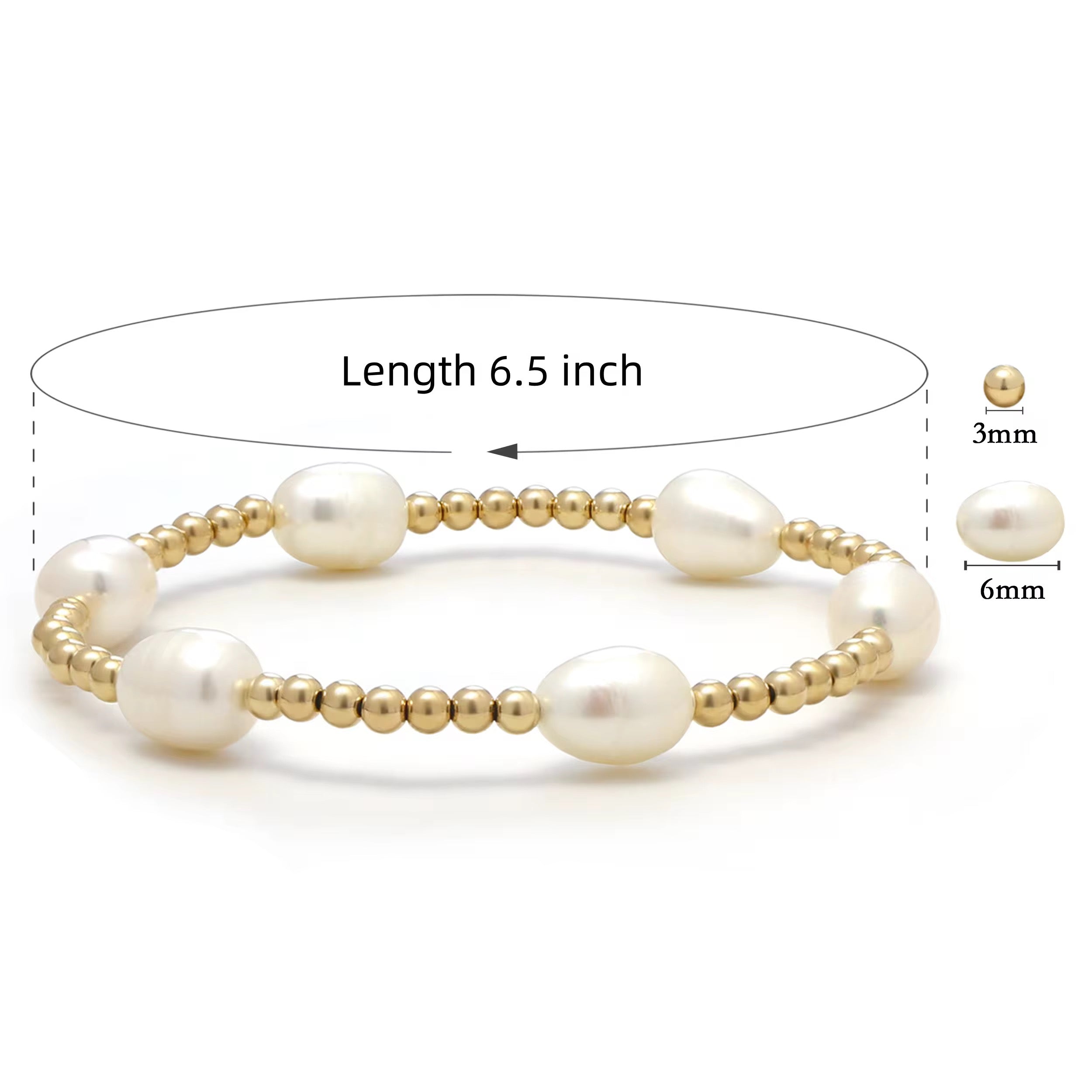Vivian Grace Jewelry Bracelet Freshwater Pearl and 14k Gold Filled Bead Bracelet- 6.5”
