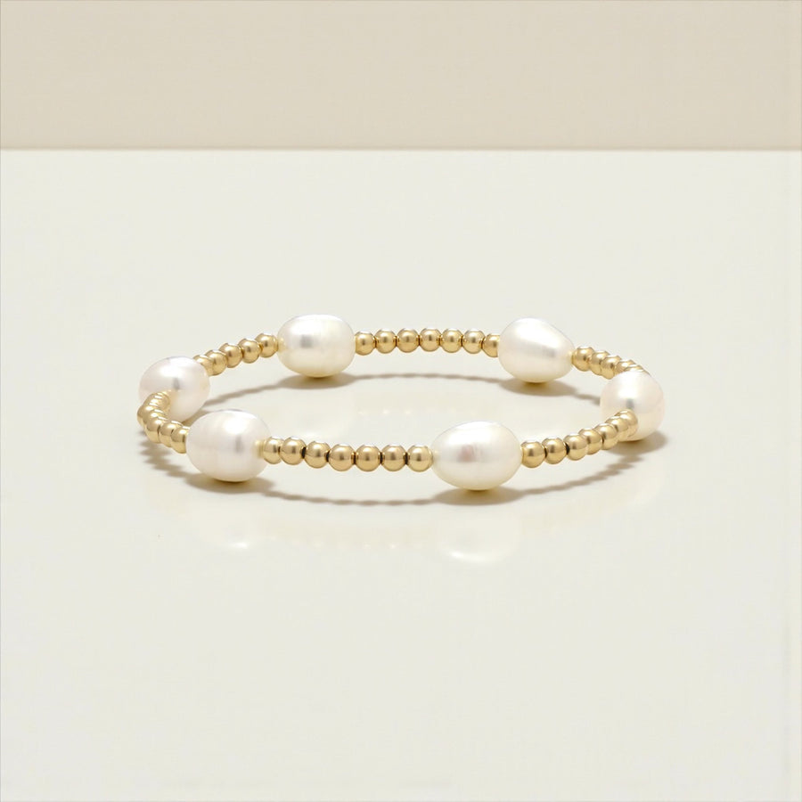 Vivian Grace Jewelry Bracelet Freshwater Pearl and 14k Gold Filled Bead Bracelet- 6.5”