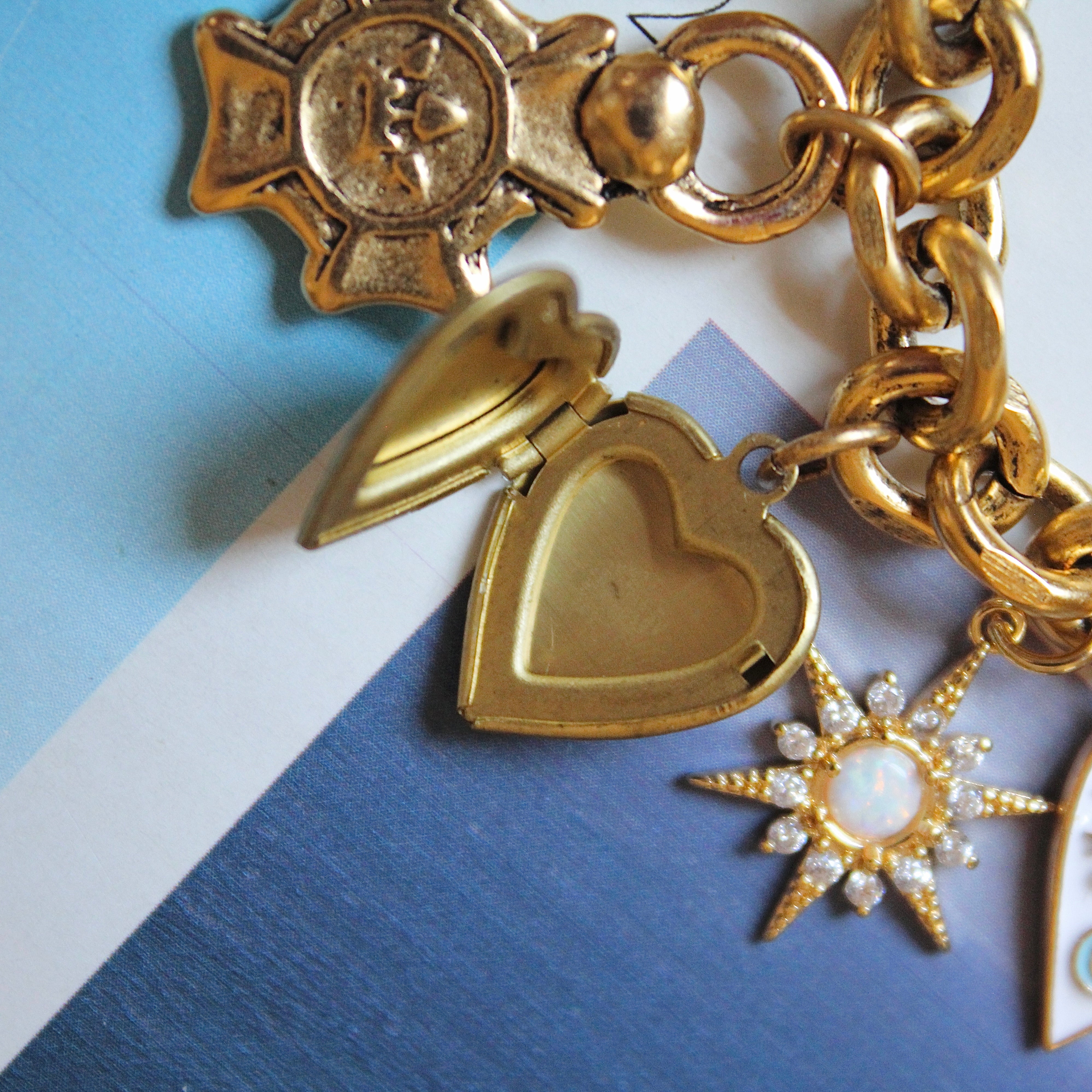 Vivian Grace Jewelry Bracelet Gold Antiqued Gold Charm Bracelet