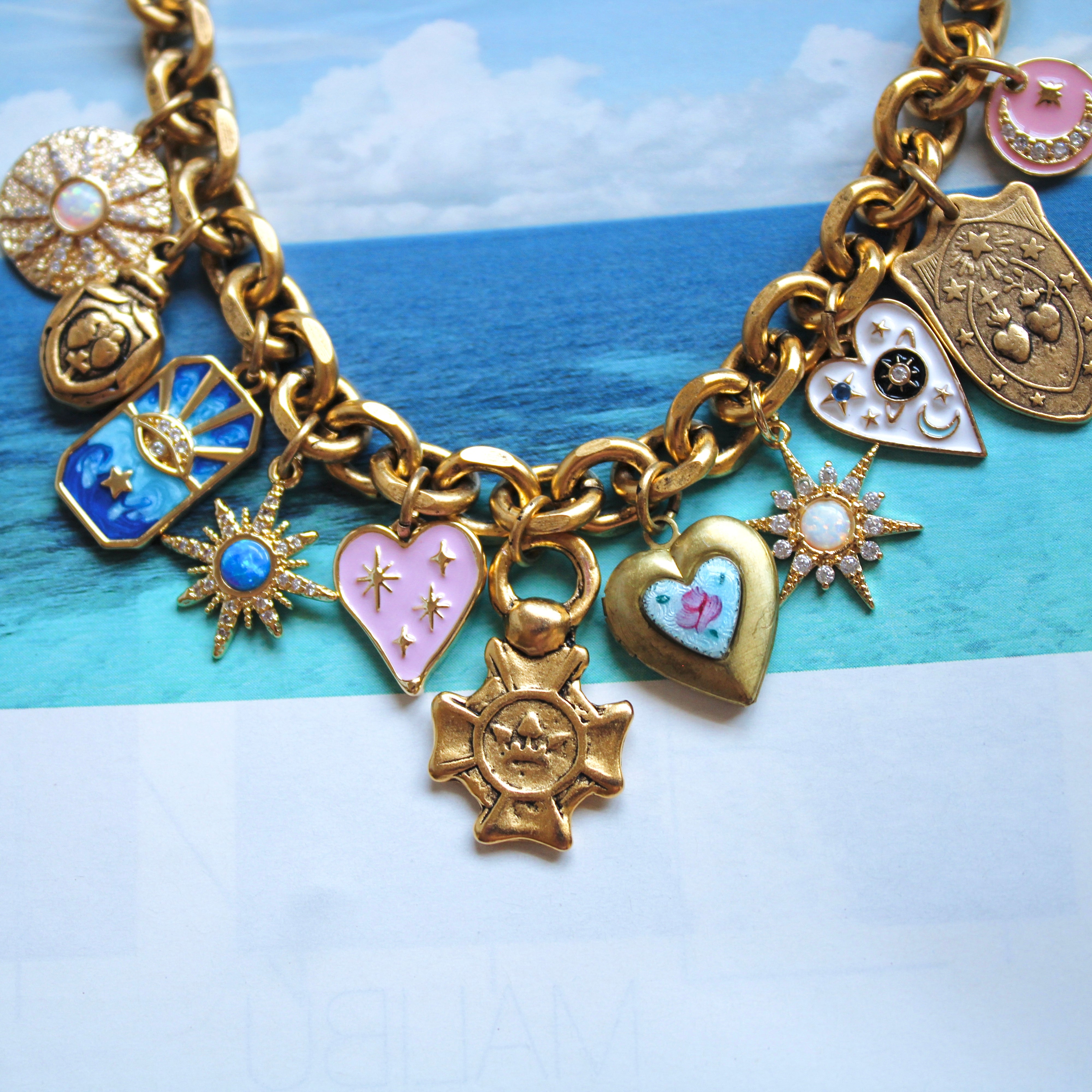 Vivian Grace Jewelry Bracelet Gold Antiqued Gold Charm Bracelet