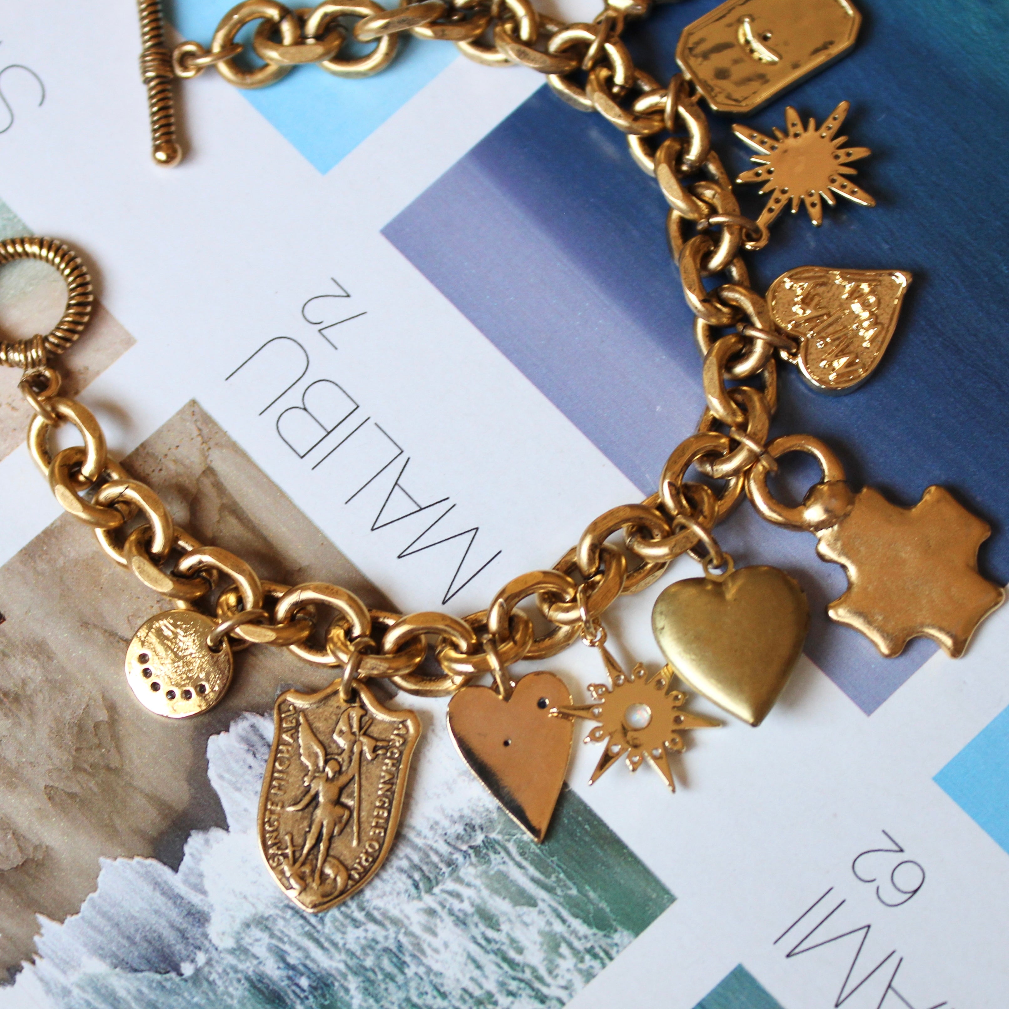 Vivian Grace Jewelry Bracelet Gold Antiqued Gold Charm Bracelet