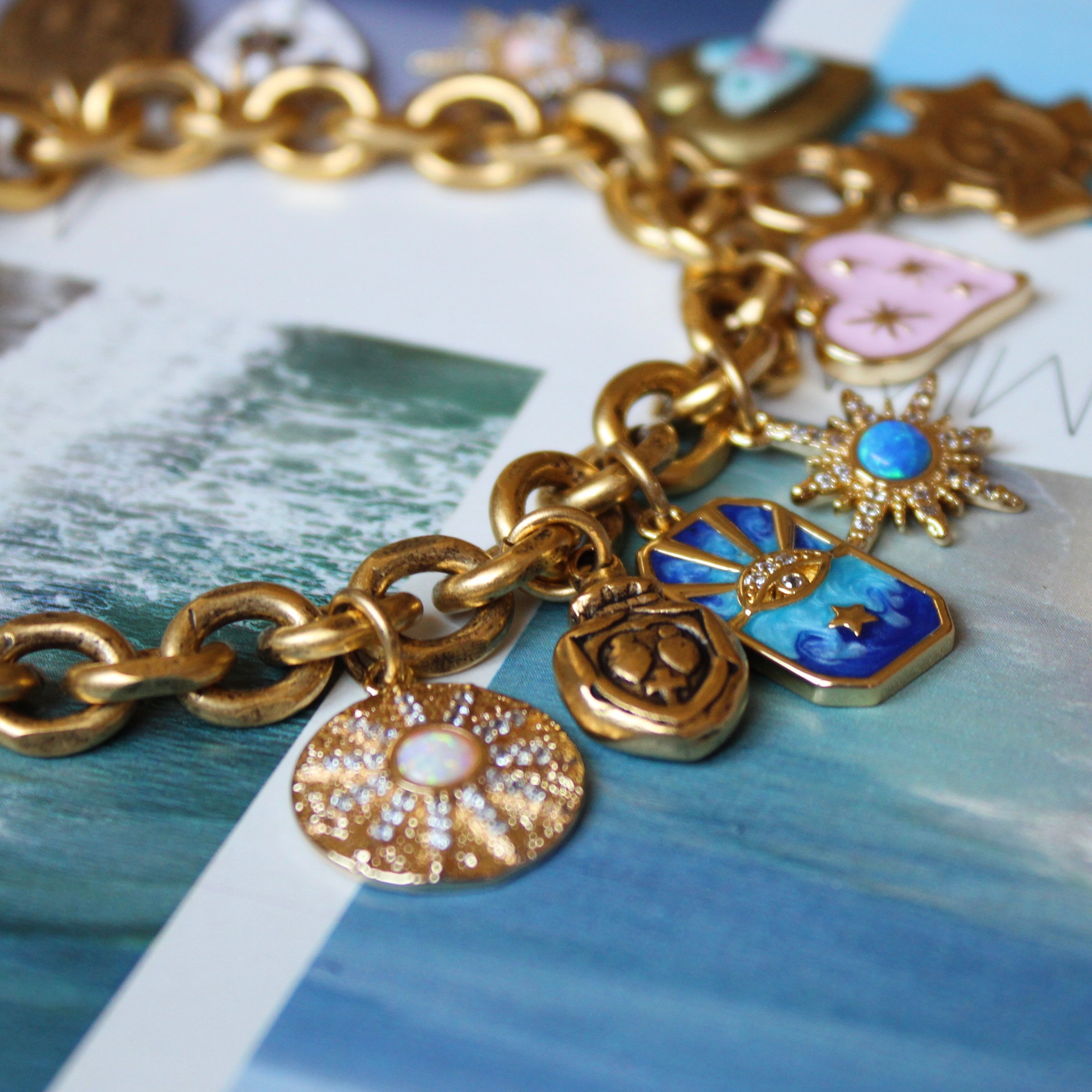 Vivian Grace Jewelry Bracelet Gold Antiqued Gold Charm Bracelet