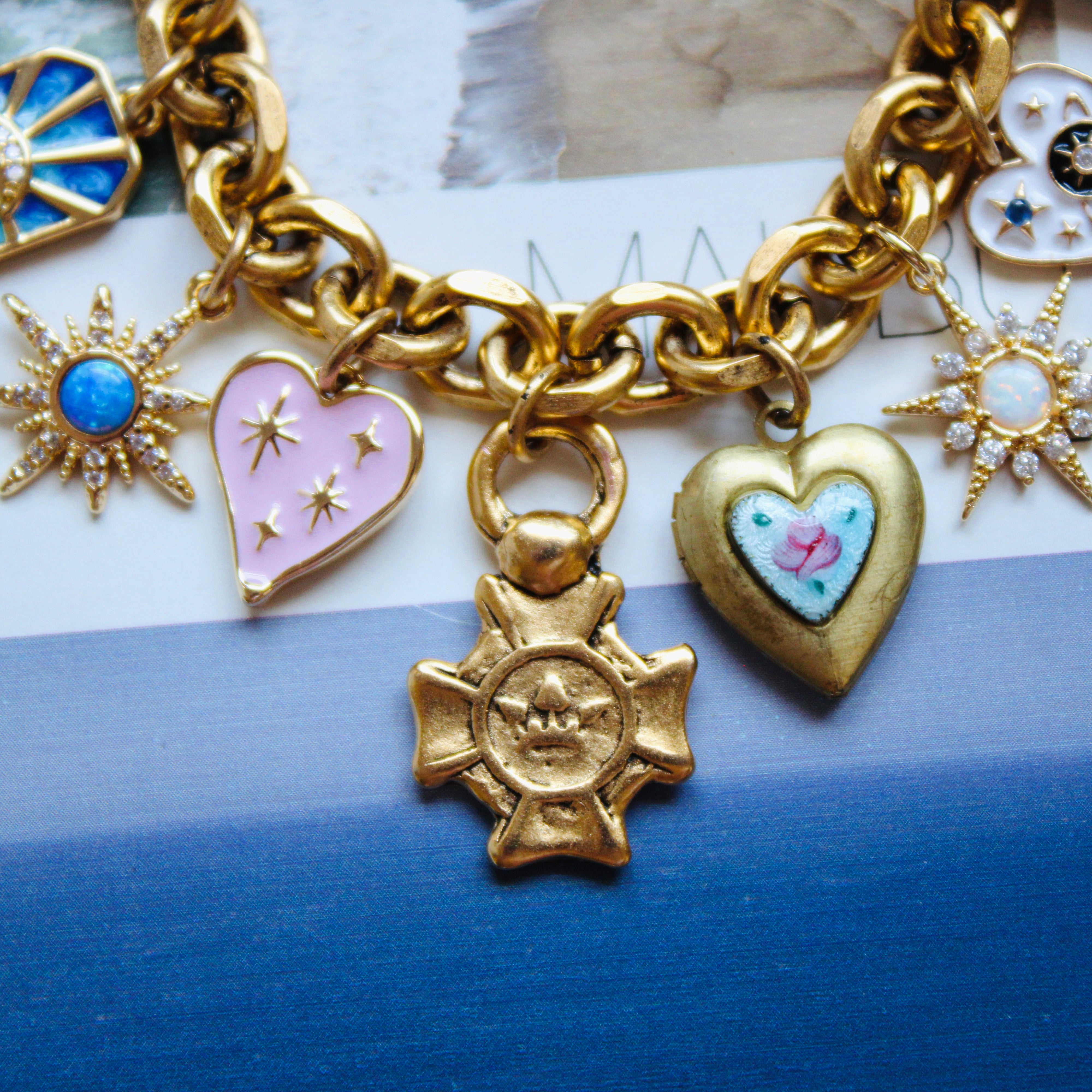 Vivian Grace Jewelry Bracelet Gold Antiqued Gold Charm Bracelet