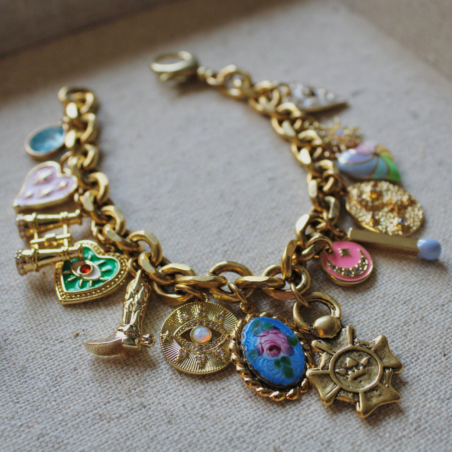 Vivian Grace Jewelry Bracelet Gold Antiqued Gold Charm Bracelet