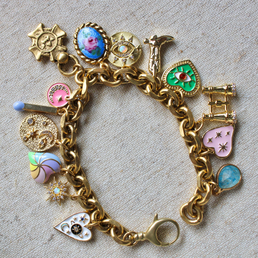 Vivian Grace Jewelry Bracelet Gold Antiqued Gold Charm Bracelet