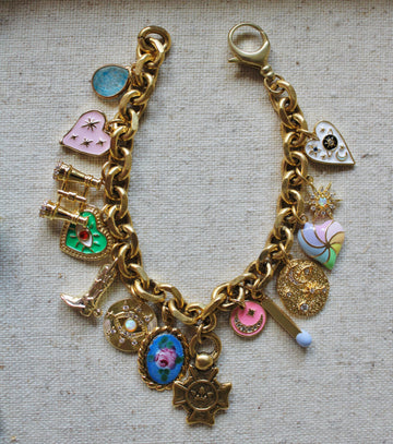 Vivian Grace Jewelry Bracelet Gold Antiqued Gold Charm Bracelet