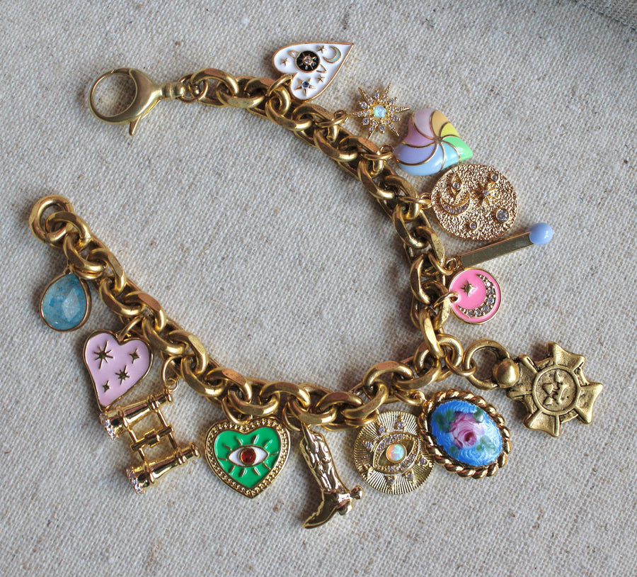 Vivian Grace Jewelry Bracelet Gold Antiqued Gold Charm Bracelet