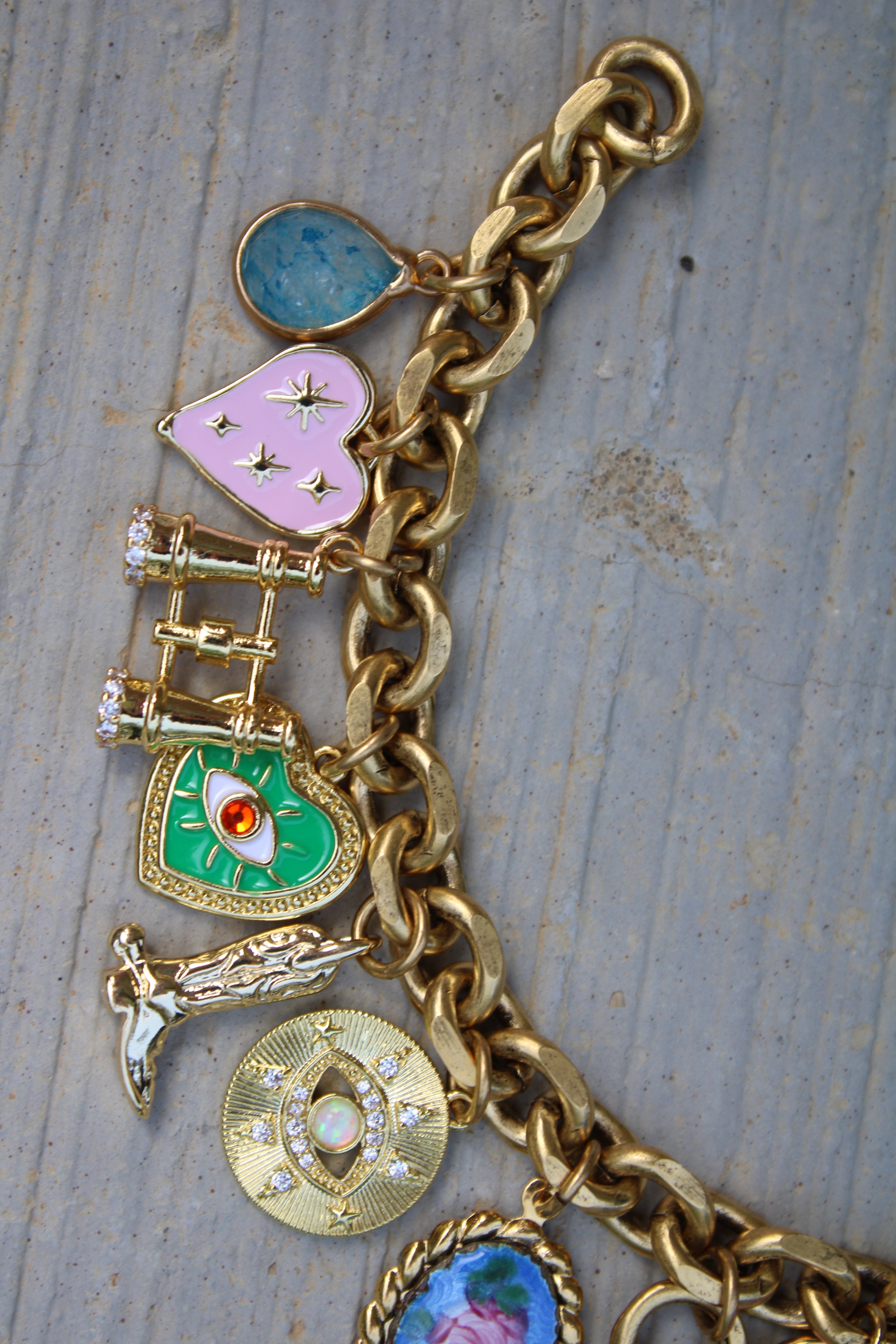 Vivian Grace Jewelry Bracelet Gold Antiqued Gold Charm Bracelet