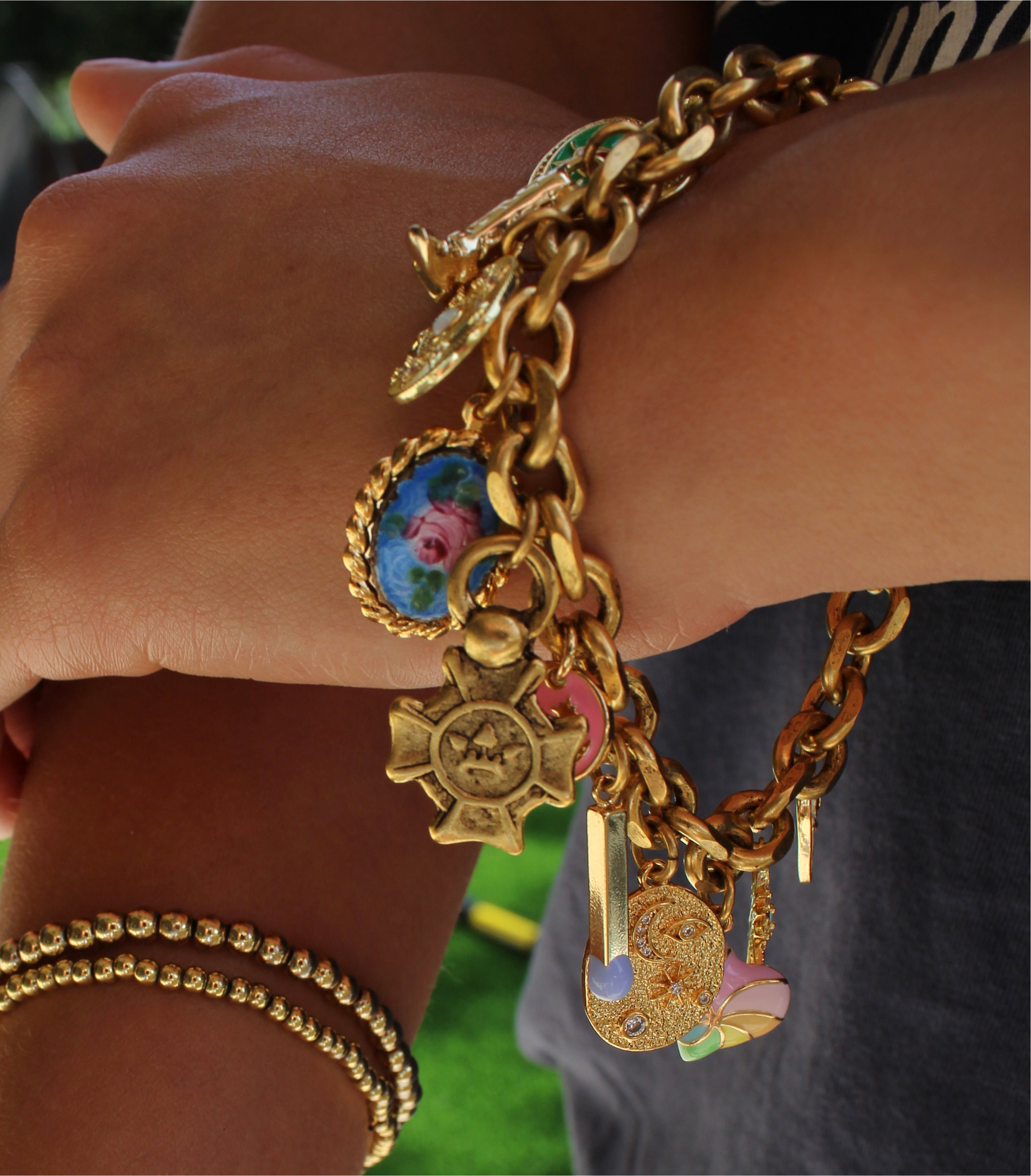 Vivian Grace Jewelry Bracelet Gold Antiqued Gold Charm Bracelet