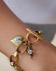 Vivian Grace Jewelry Bracelet Gold Blue Rose Antiqued Gold Bracelet