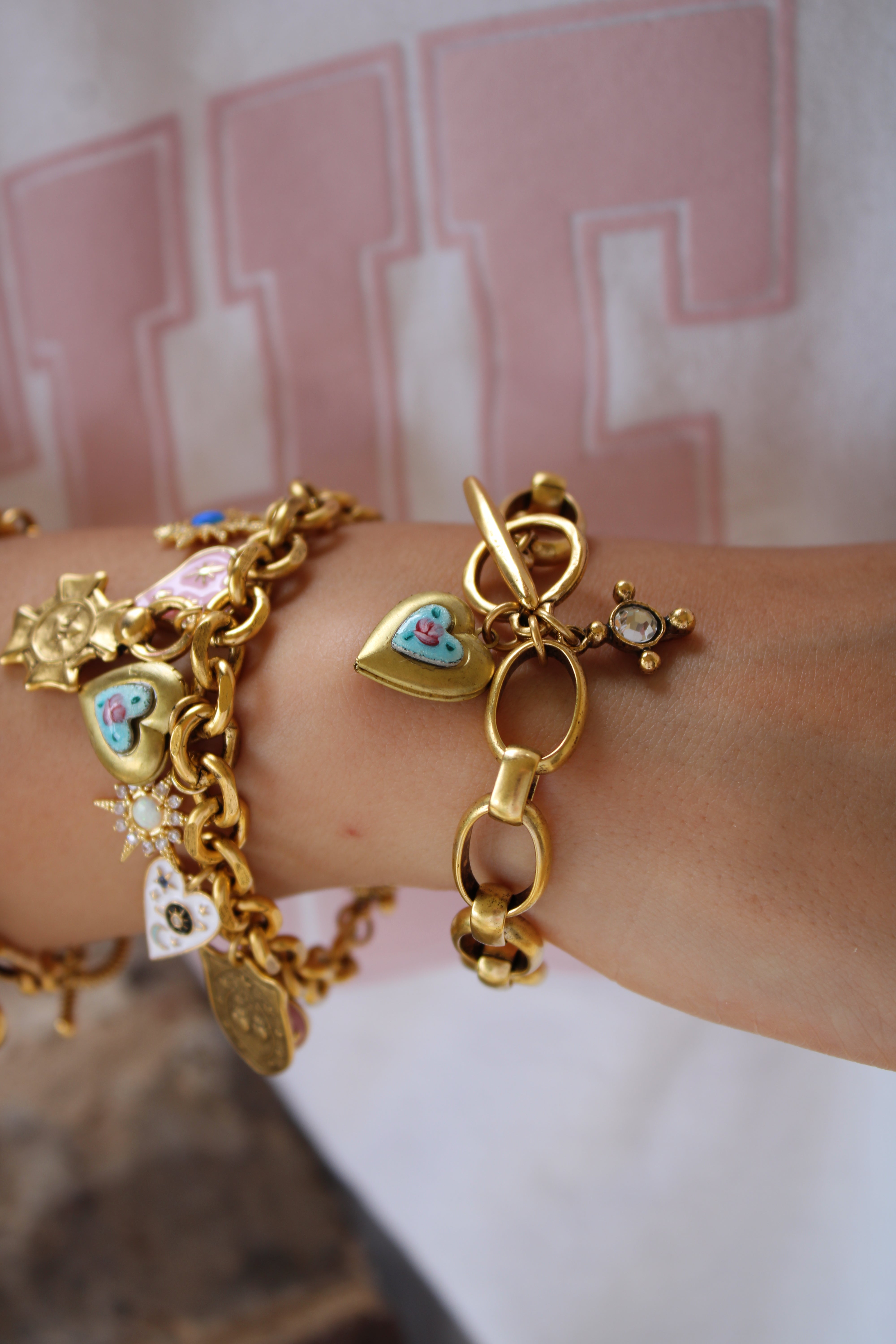 Vivian Grace Jewelry Bracelet Gold Blue Rose Antiqued Gold Bracelet