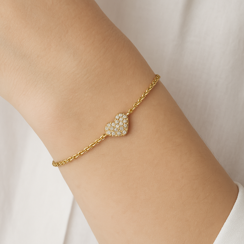 Vivian Grace Jewelry Bracelet Gold Pave Heart Bracelet