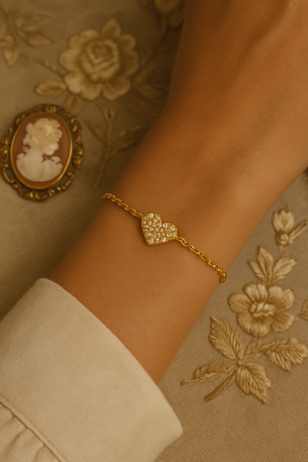 Vivian Grace Jewelry Bracelet Gold Pave Heart Bracelet