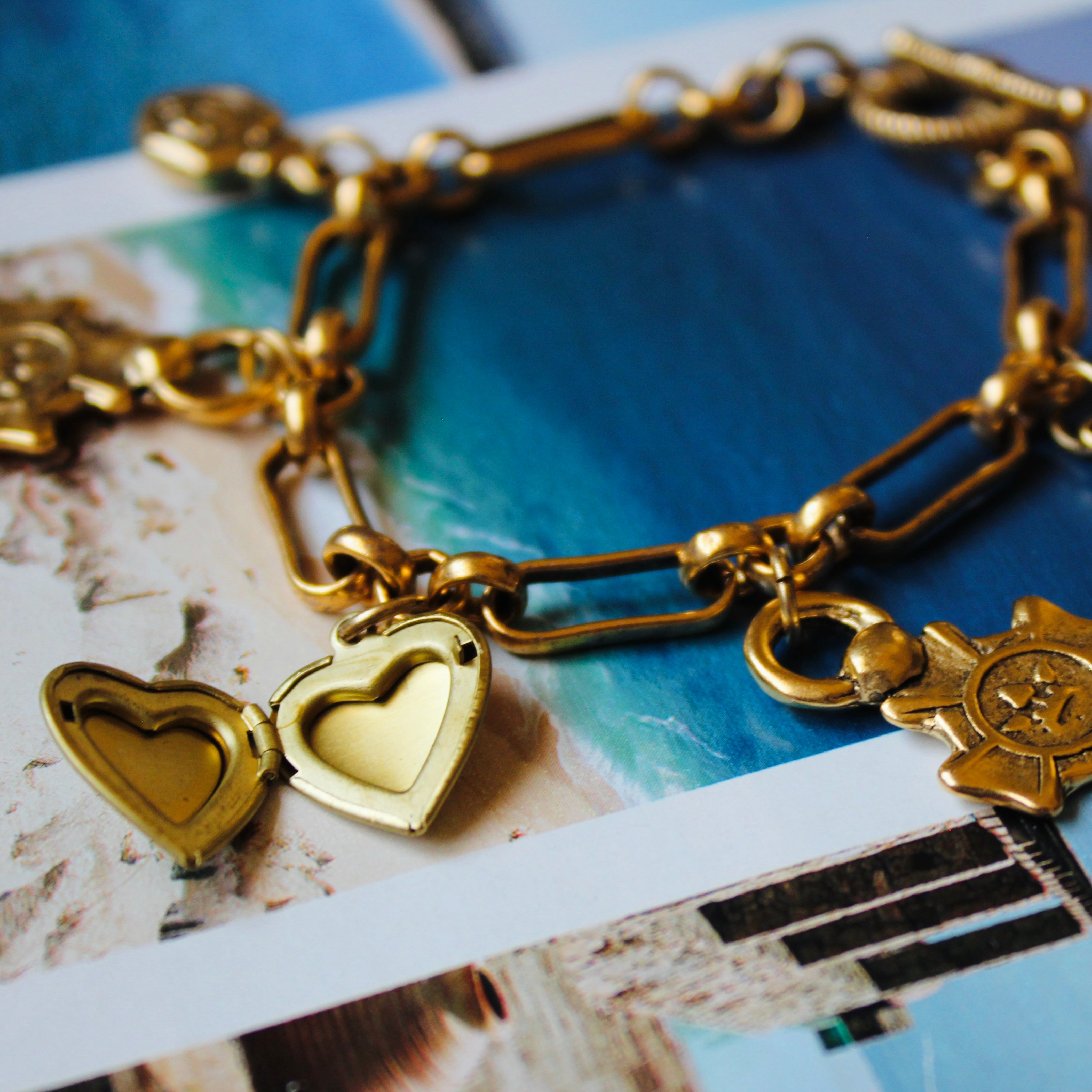 Vivian Grace Jewelry Bracelet Gold Rose Locket Charm Bracelet