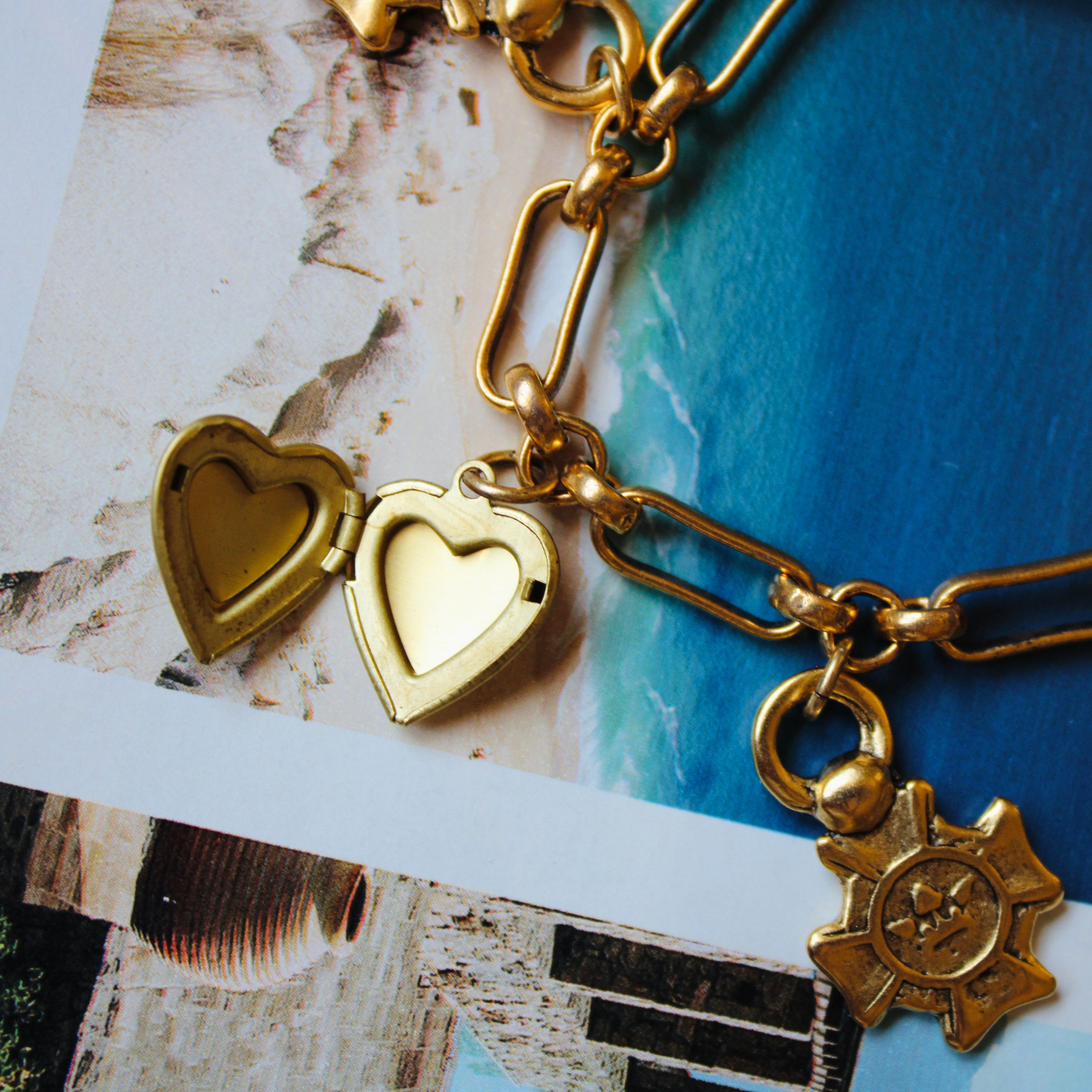 Vivian Grace Jewelry Bracelet Gold Rose Locket Charm Bracelet