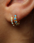 Vivian Grace Jewelry Earrings Aqua Blue Bezel Huggies