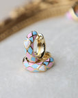 Vivian Grace Jewelry Earrings Baby Pink & Blue Enamel Opal Heart Hoop Earrings