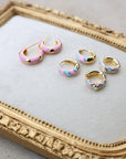 Vivian Grace Jewelry Earrings Baby Pink & Blue Enamel Opal Heart Hoop Earrings