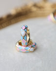 Vivian Grace Jewelry Earrings Baby Pink & Blue Enamel Opal Heart Hoop Earrings