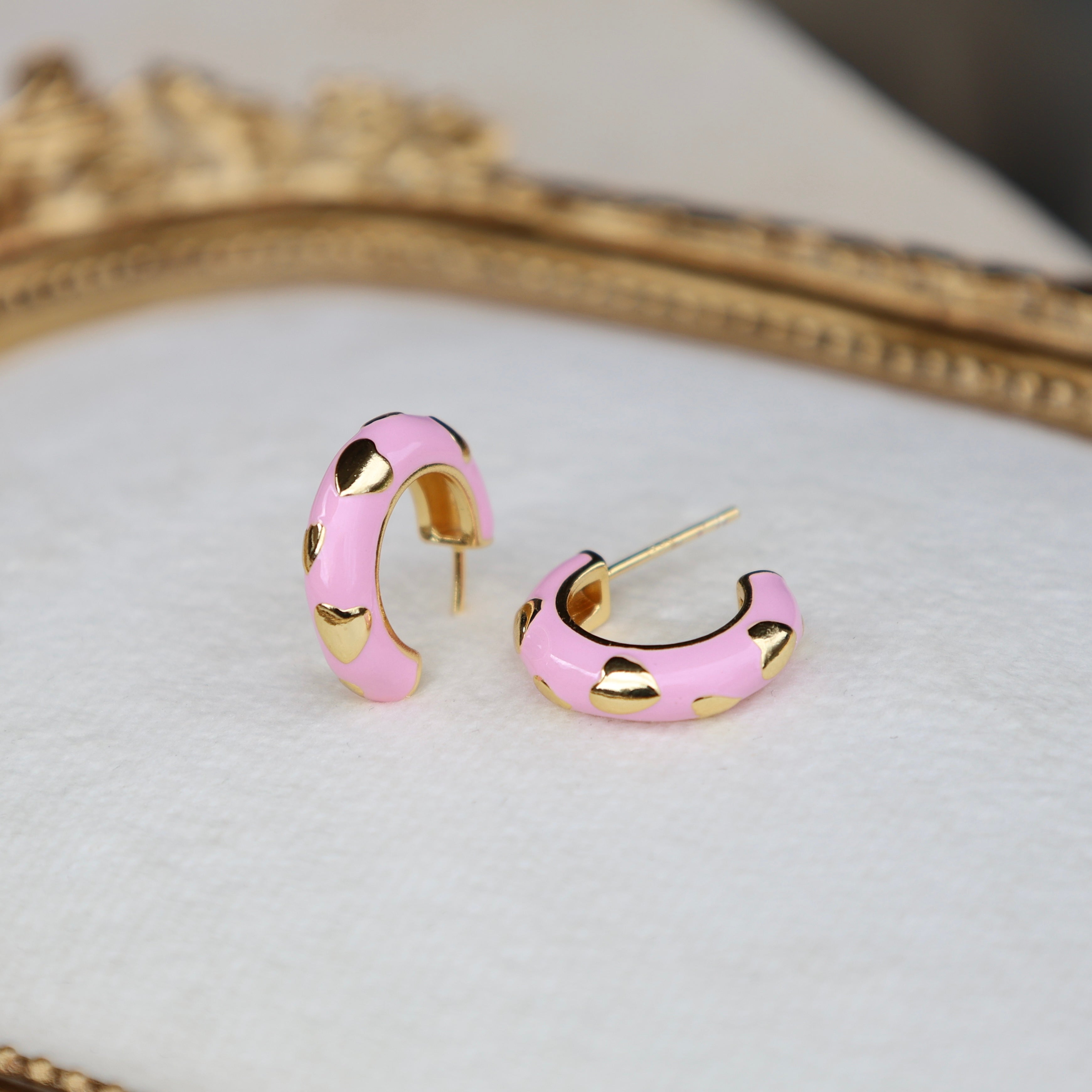 Vivian Grace Jewelry Earrings Baby Pink Enamel Hoop Earrings