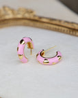 Vivian Grace Jewelry Earrings Baby Pink Enamel Hoop Earrings
