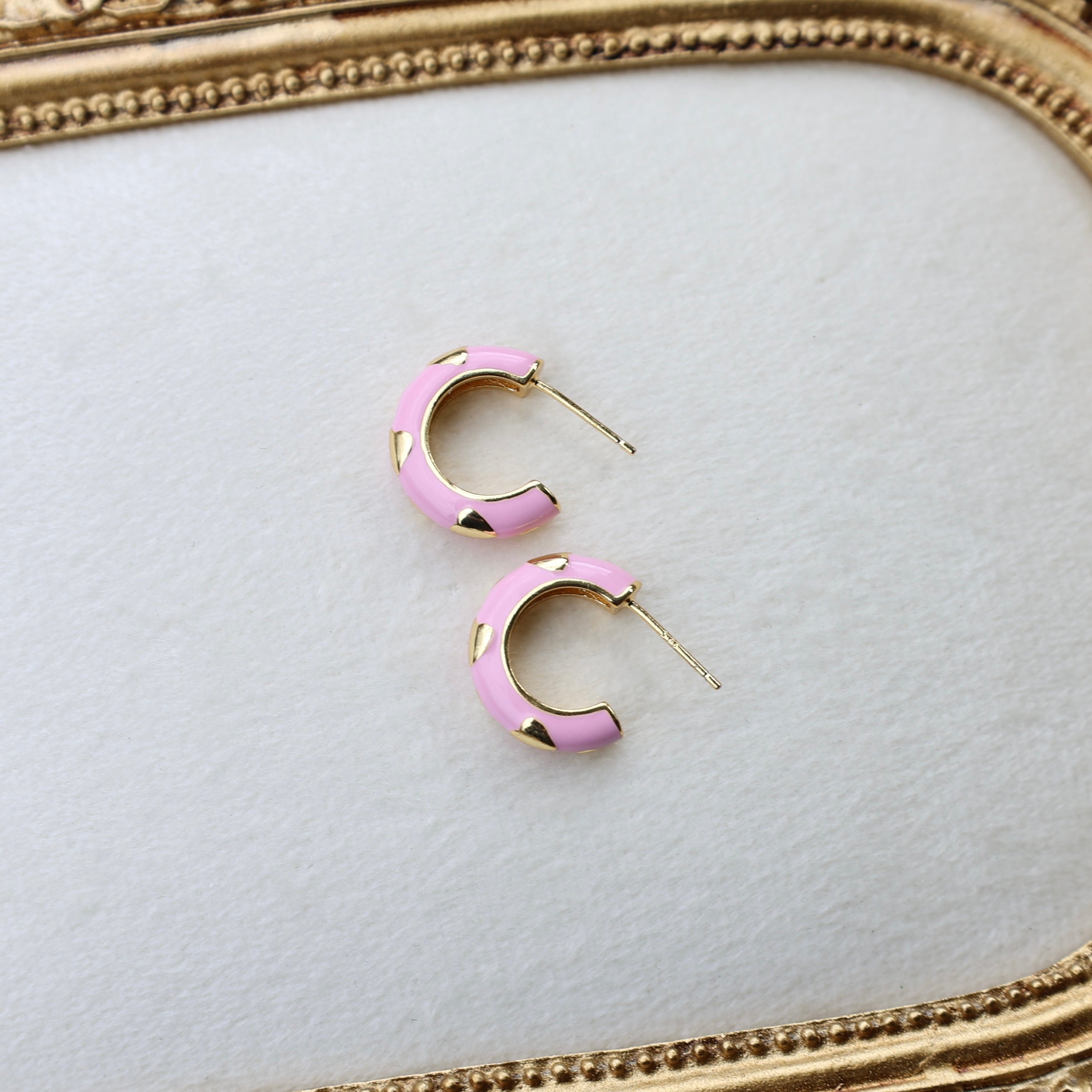 Vivian Grace Jewelry Earrings Baby Pink Enamel Hoop Earrings
