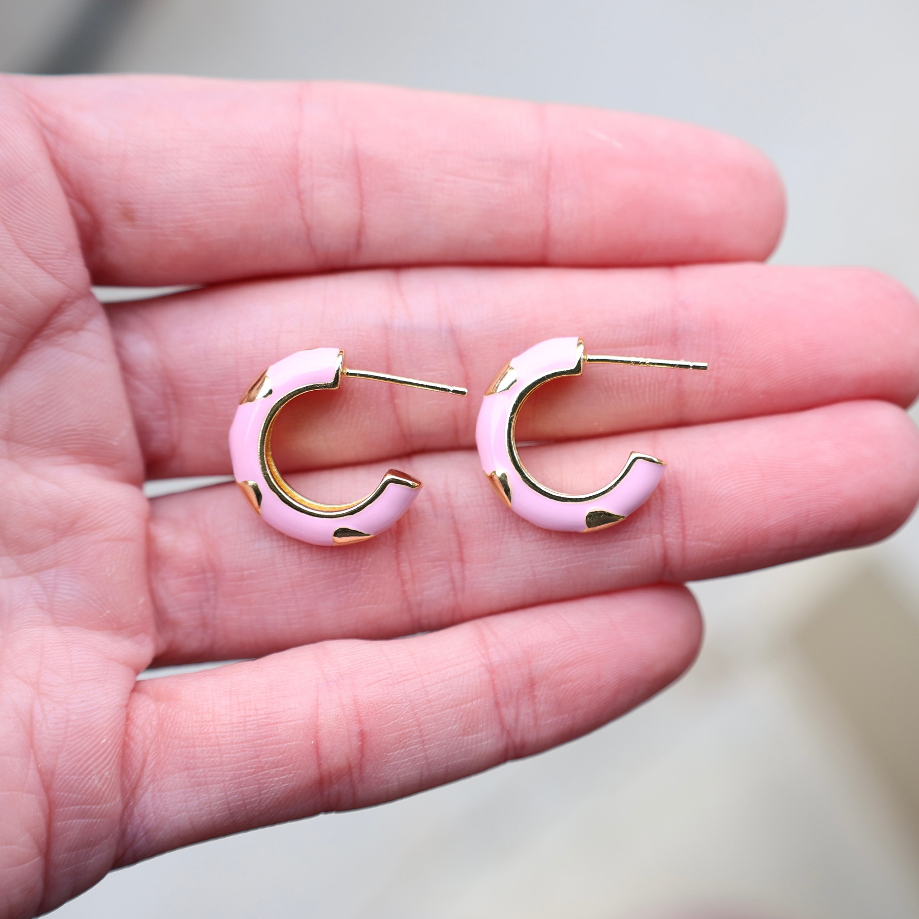 Vivian Grace Jewelry Earrings Baby Pink Enamel Hoop Earrings