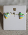 Vivian Grace Jewelry Earrings Gold Bright Enamel Rainbow Heart Earrings