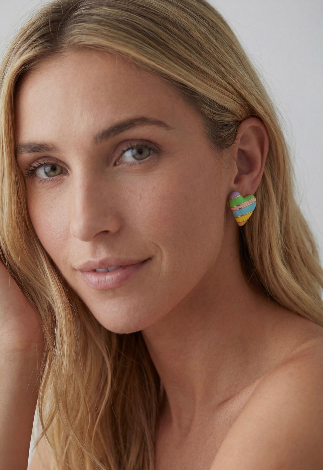 Vivian Grace Jewelry Earrings Gold Bright Enamel Rainbow Heart Earrings