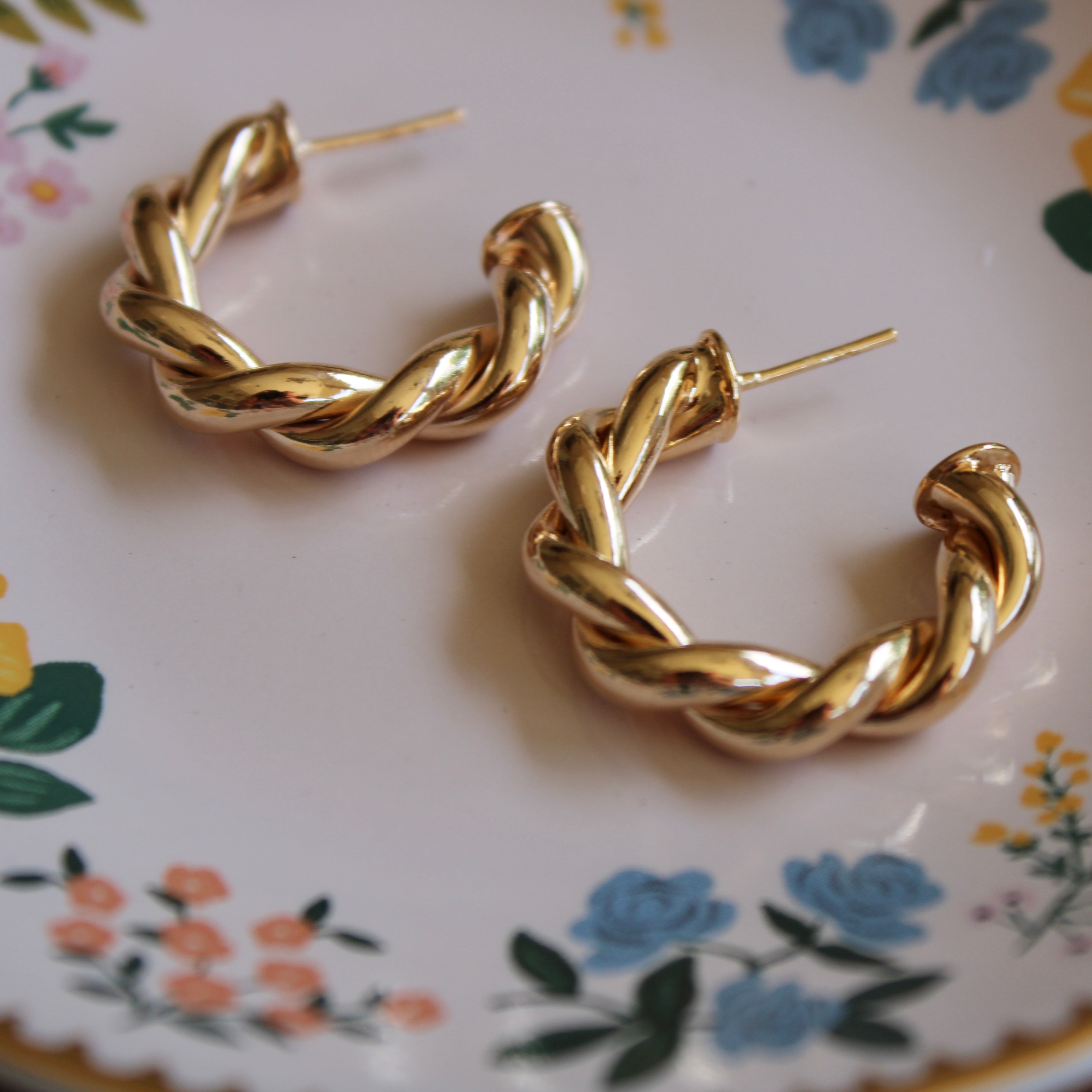 Vivian Grace Jewelry Earrings Gold Gold Twist Hoops
